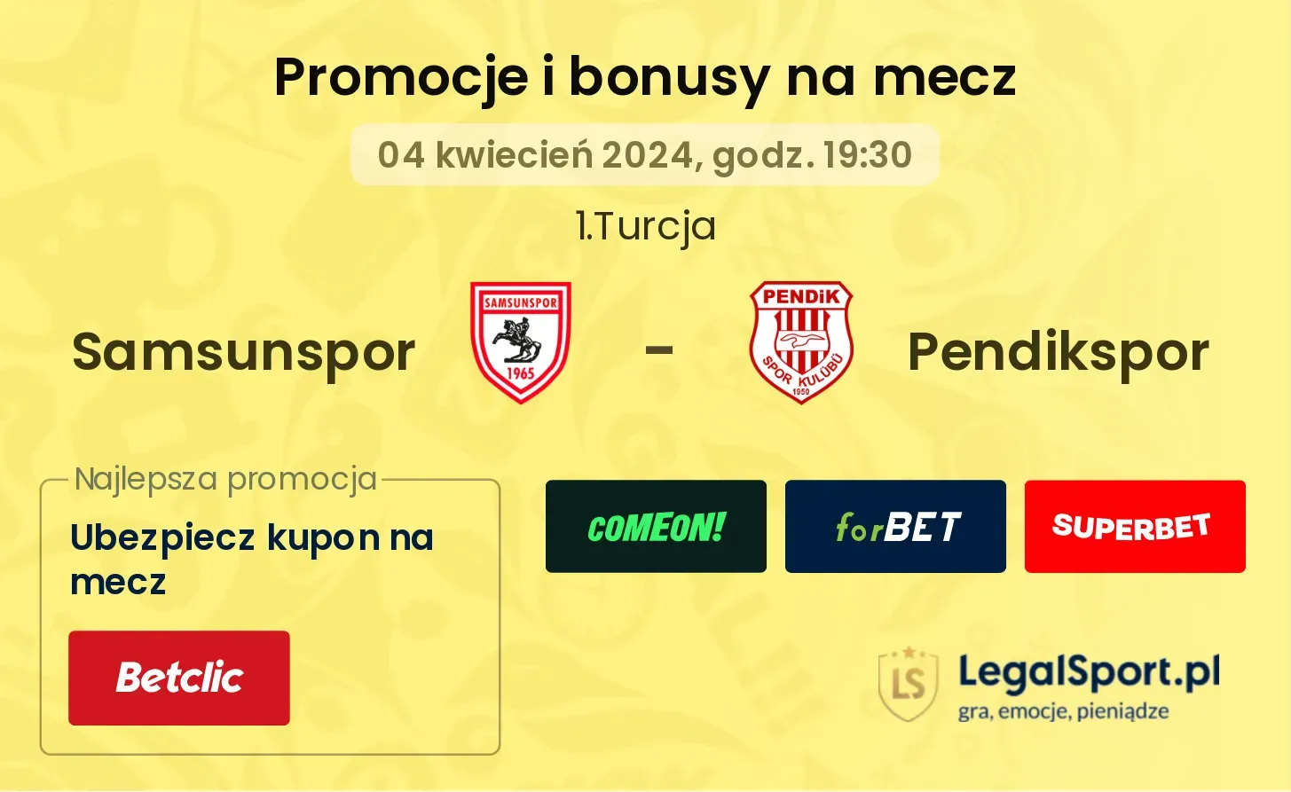 Samsunspor - Pendikspor promocje bonusy na mecz