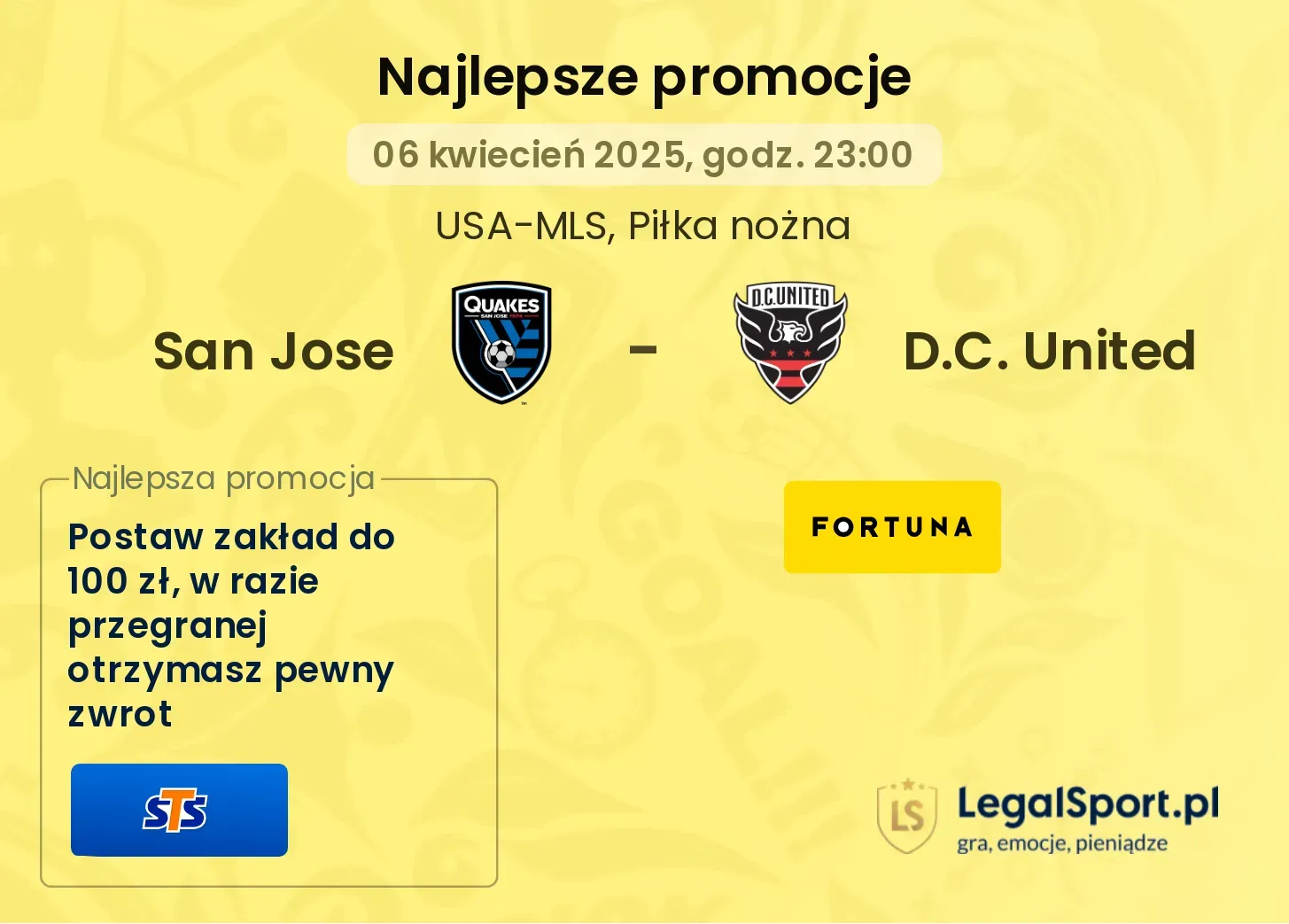 San Jose - D.C. United promocje u bukmacherów