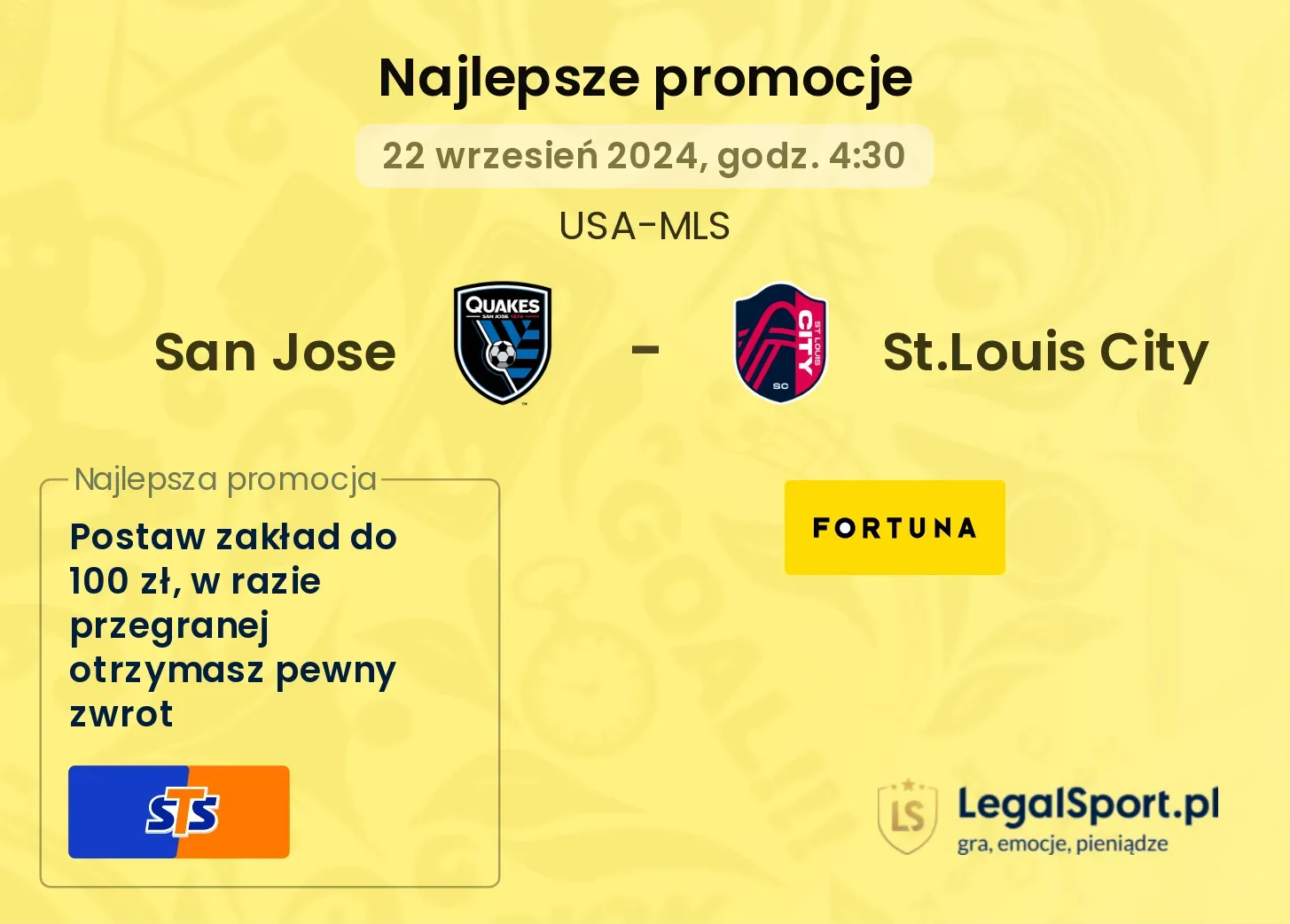 San Jose - St.Louis City promocje bukmacherskie 22.09, 04:30
