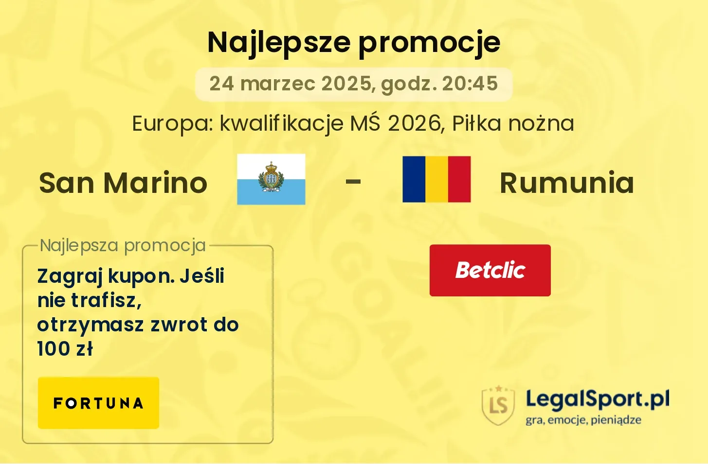 San Marino - Rumunia promocje u bukmacherów