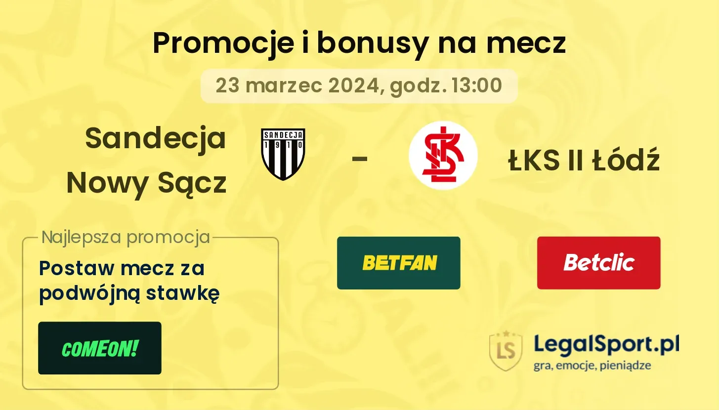 Sandecja Nowy Sącz - ŁKS II Łódź promocje bonusy na mecz