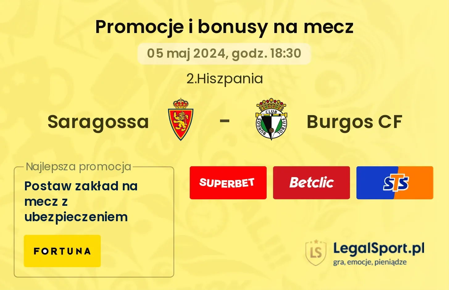 Saragossa - Burgos CF promocje bonusy na mecz