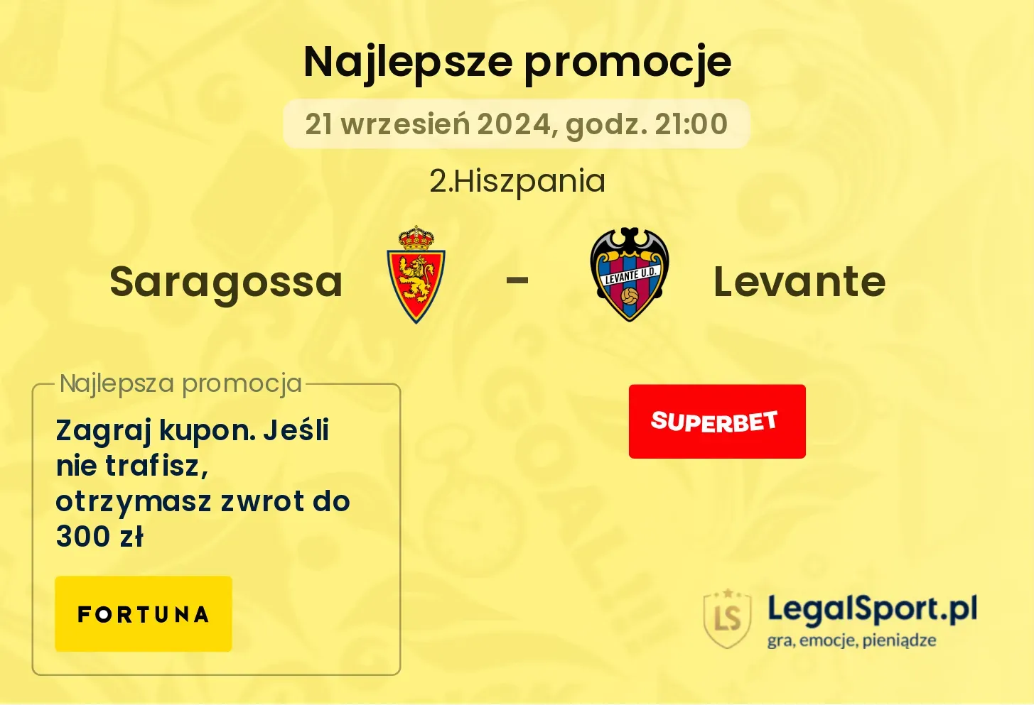 Saragossa - Levante promocje u bukmacherów 21.09, 21:00