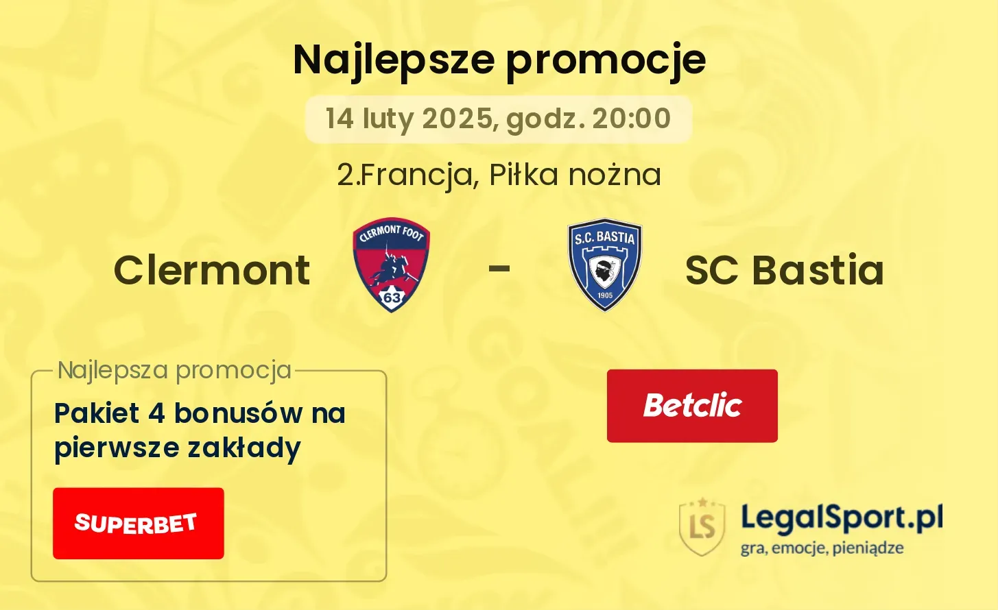 Clermont - SC Bastia promocje bukmacherskie