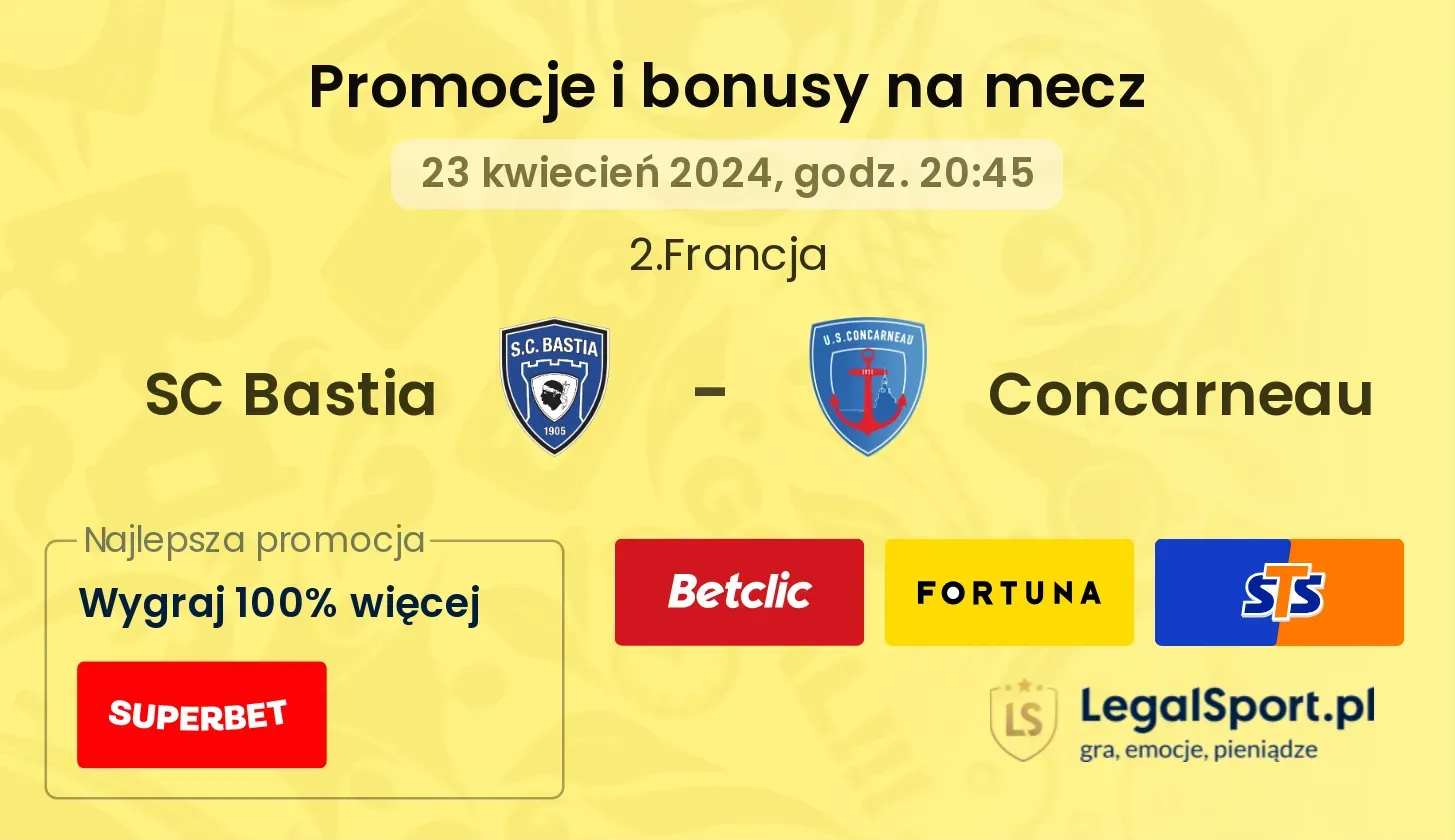 SC Bastia - Concarneau promocje bonusy na mecz