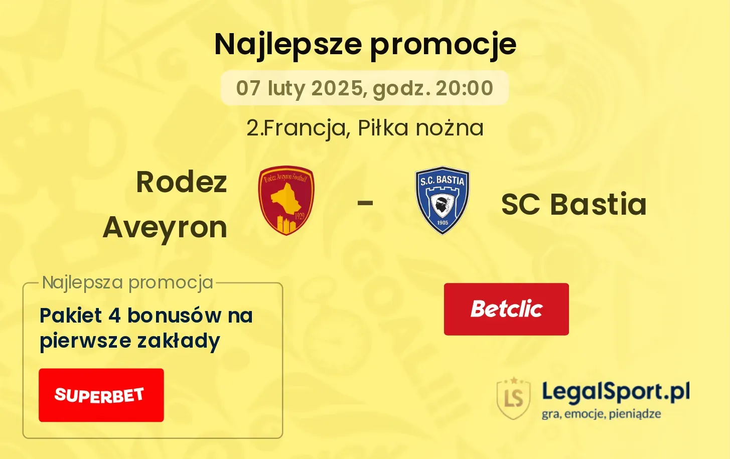 Rodez Aveyron - SC Bastia promocje bukmacherskie