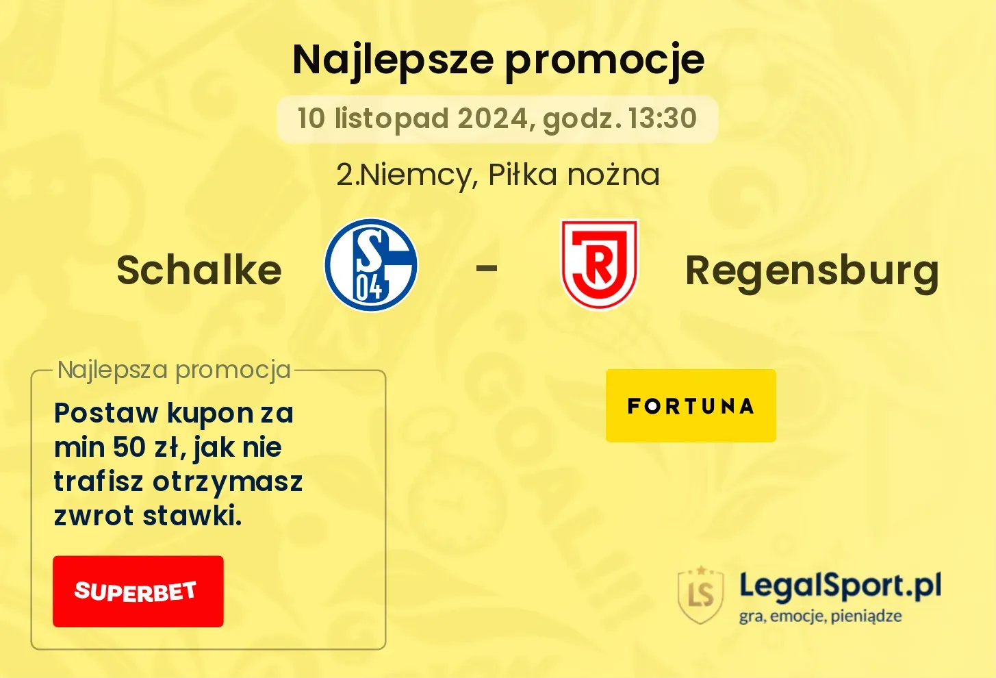 Schalke - Regensburg promocje u bukmacherów 10.11, 13:30