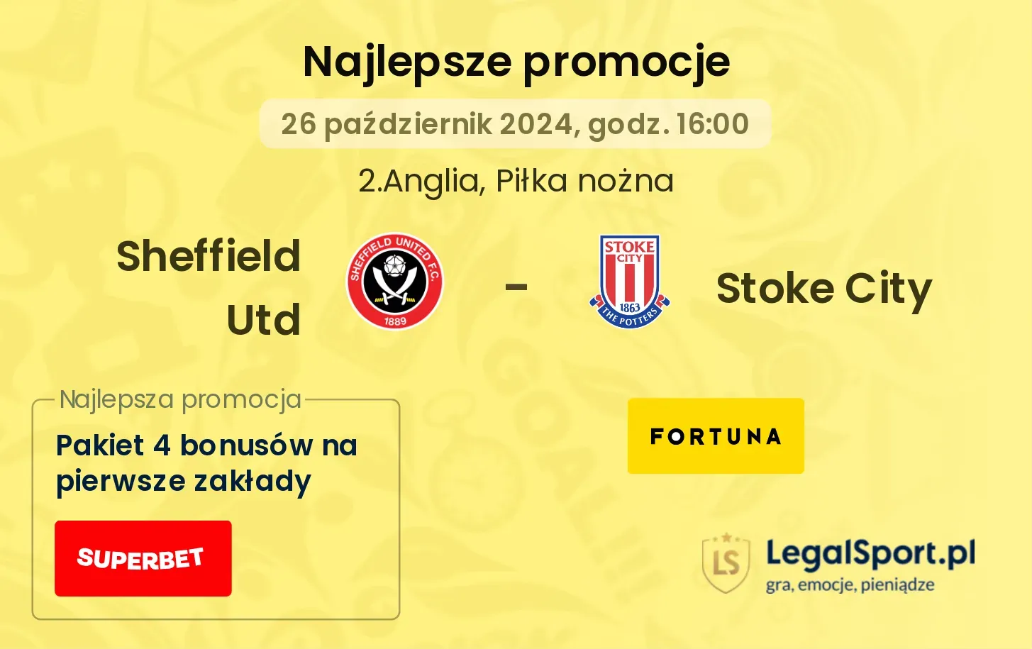 Sheffield Utd - Stoke City promocje u bukmacherów 26.10, 16:00