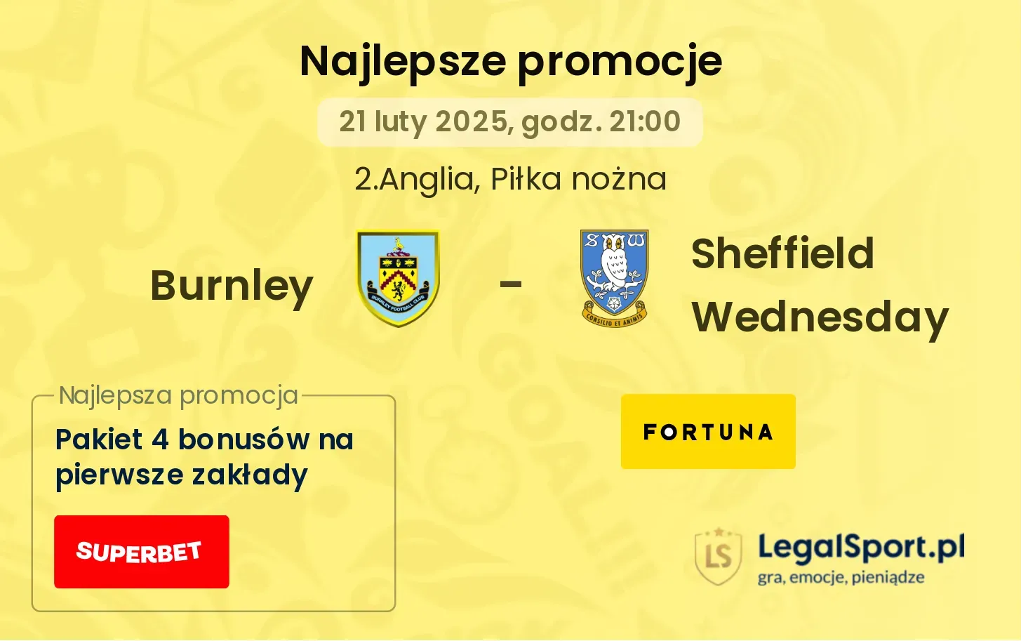 Burnley - Sheffield Wednesday promocje u bukmacherów