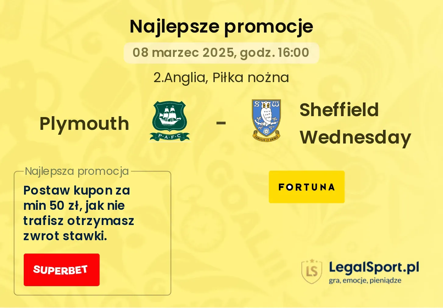 Plymouth - Sheffield Wednesday promocje bukmacherskie
