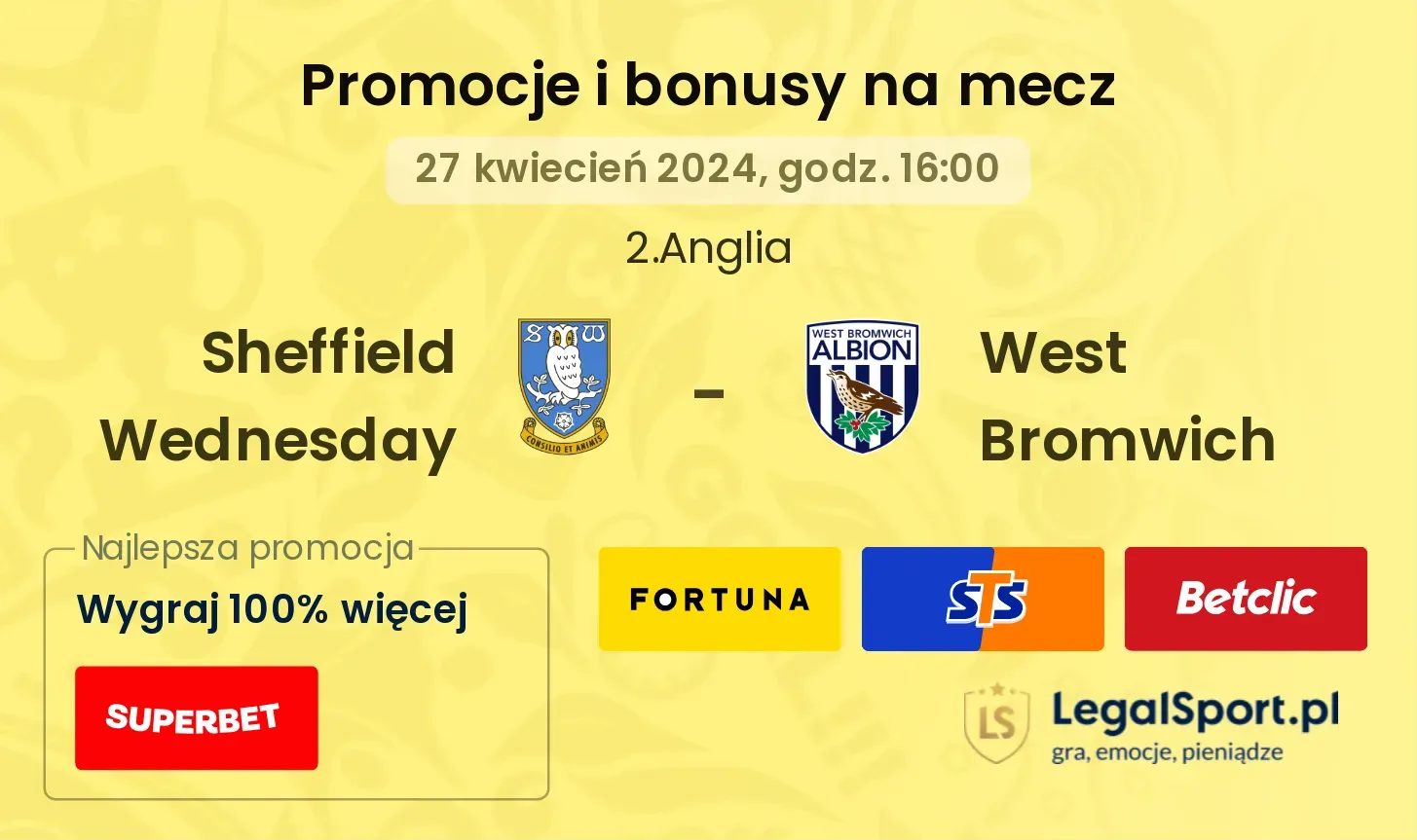 Sheffield Wednesday - West Bromwich promocje bonusy na mecz
