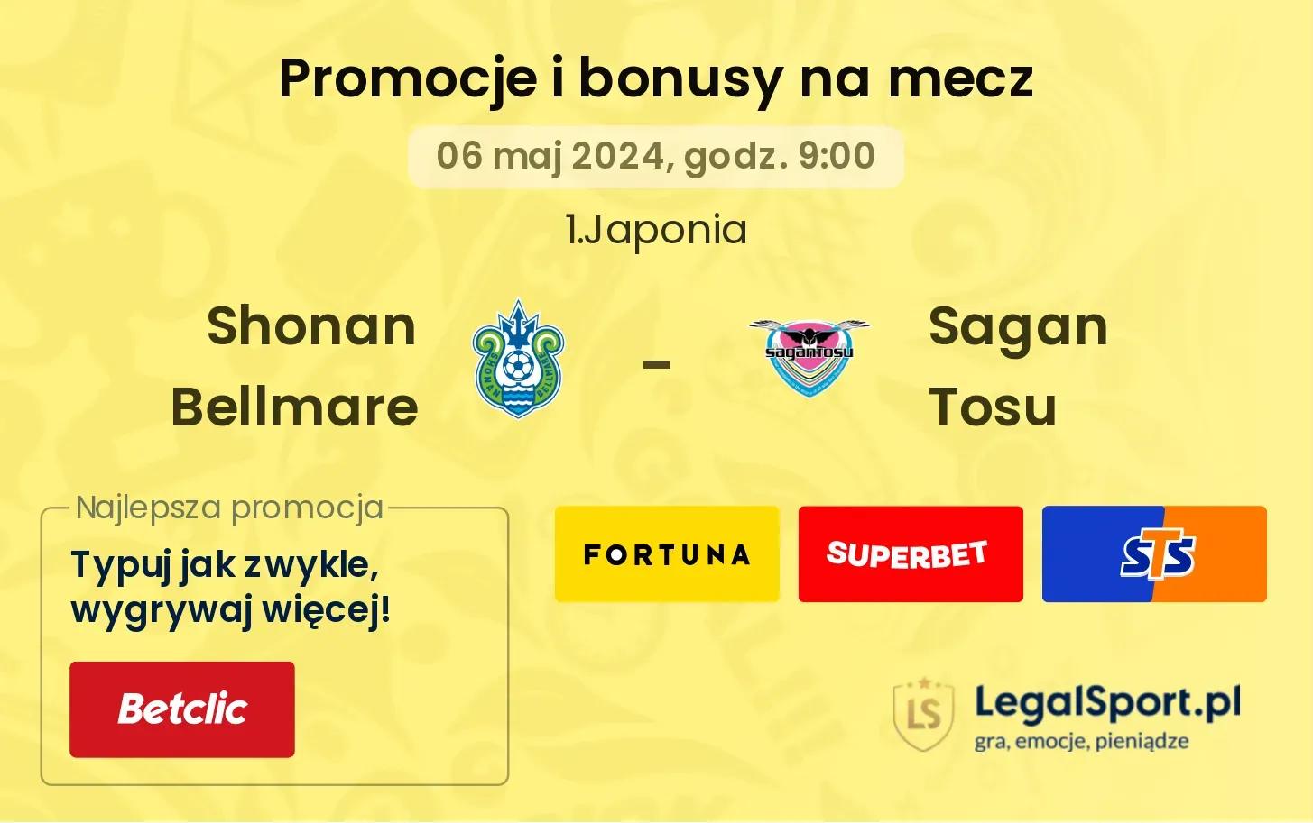 Shonan Bellmare - Sagan Tosu promocje bonusy na mecz