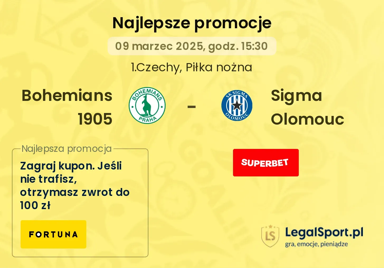 Bohemians 1905 - Sigma Olomouc promocje u bukmacherów