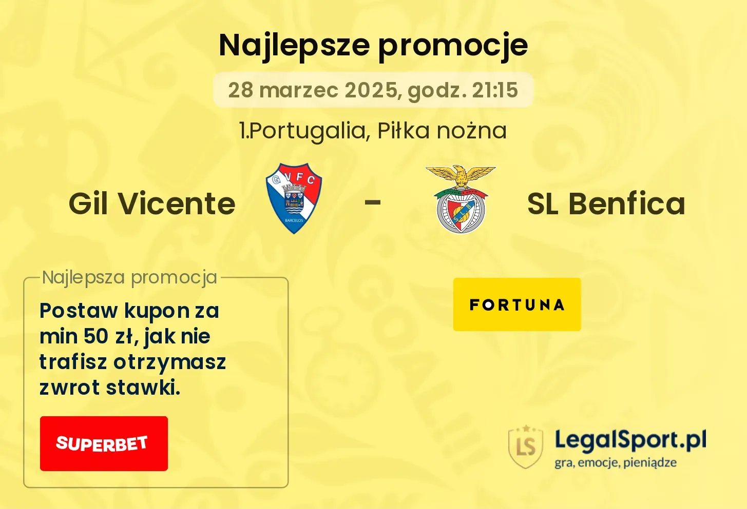 Gil Vicente - SL Benfica promocje bukmacherskie