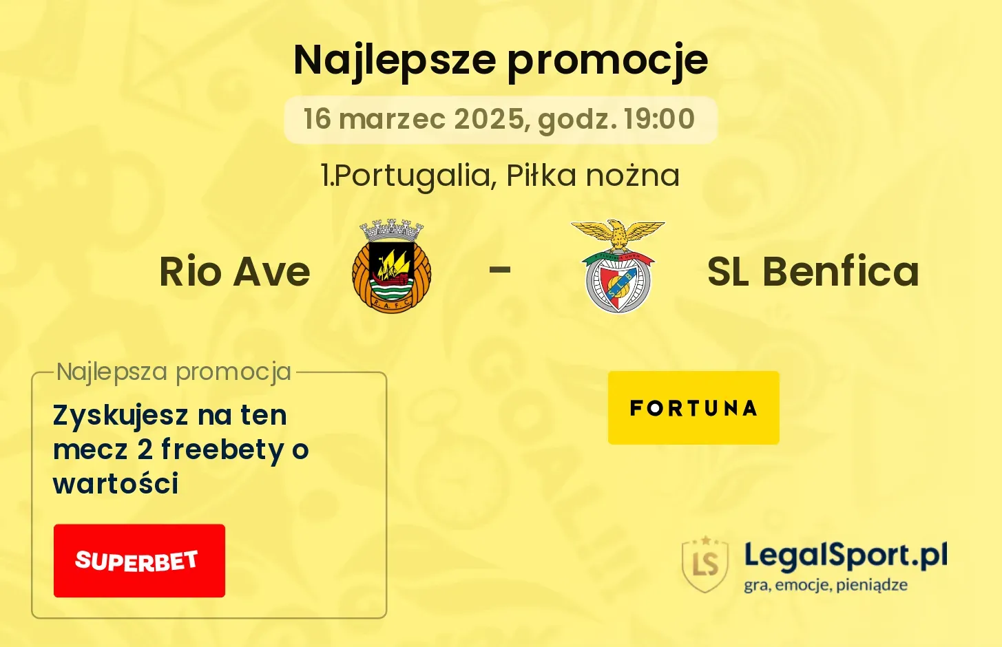 Rio Ave - SL Benfica promocje bukmacherskie