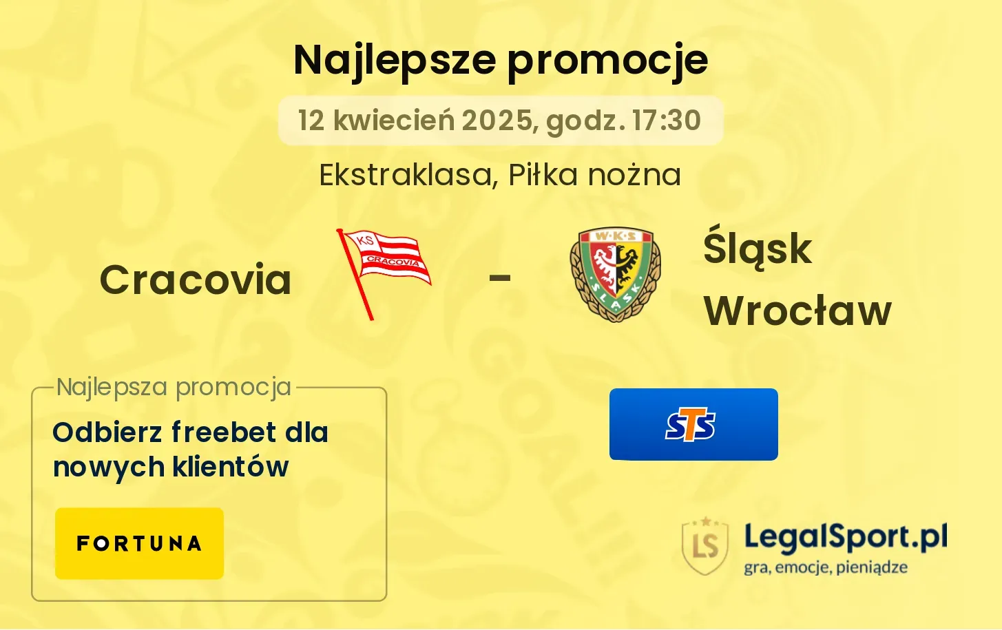 Cracovia - Śląsk Wrocław promocje bukmacherskie