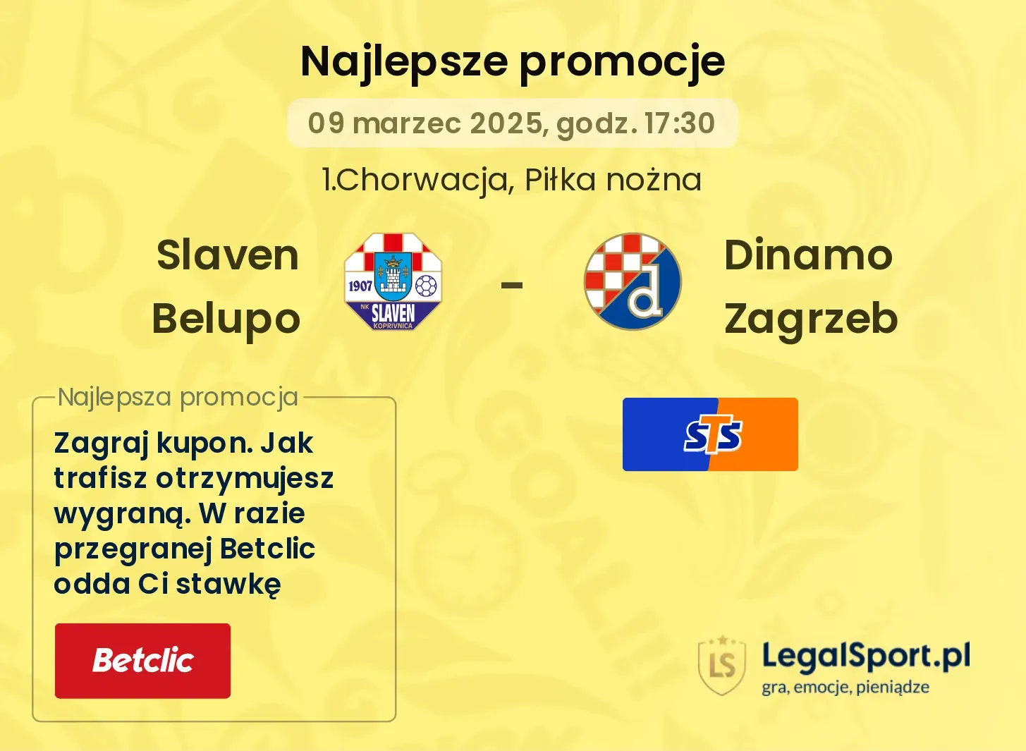 Slaven Belupo - Dinamo Zagrzeb promocje bukmacherskie