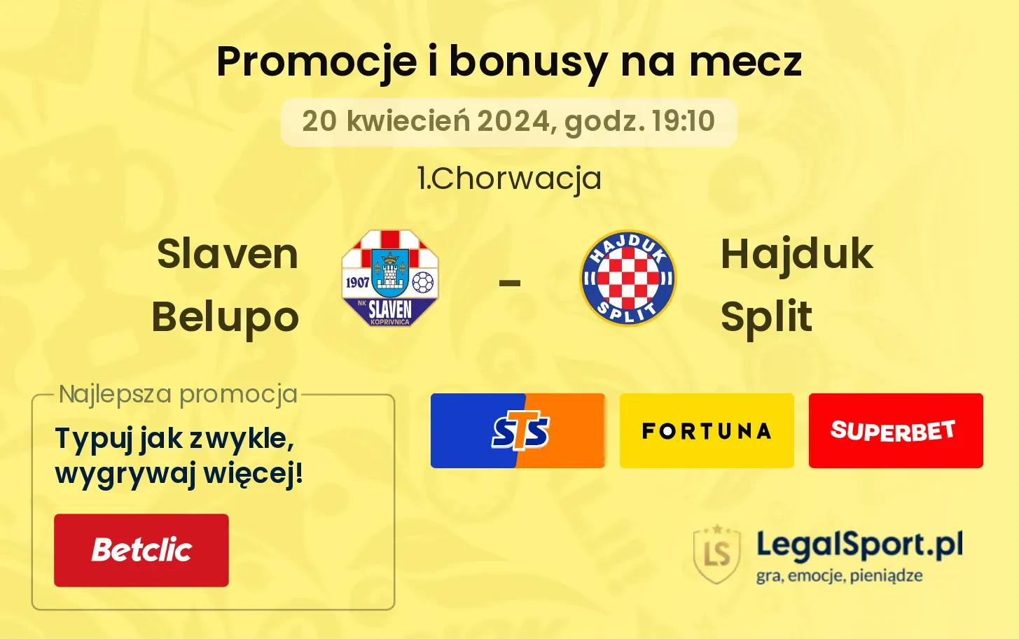 Slaven Belupo - Hajduk Split promocje bonusy na mecz