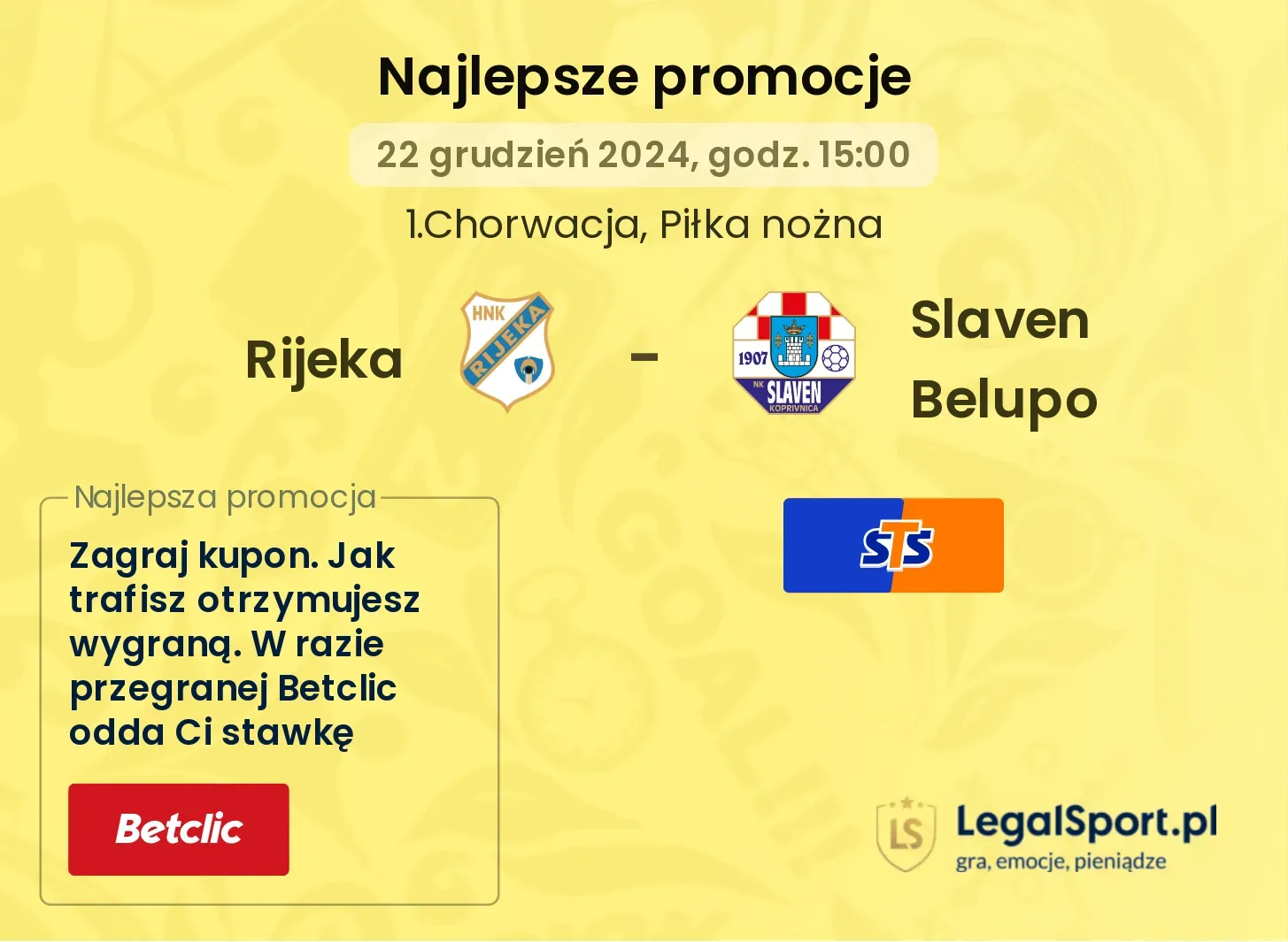 Rijeka - Slaven Belupo promocje u bukmacherów