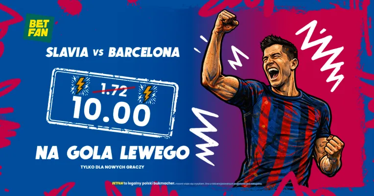 BETFAN: Kurs 10.0 na gola Lewandowskiego w meczu ze Slavią Praga