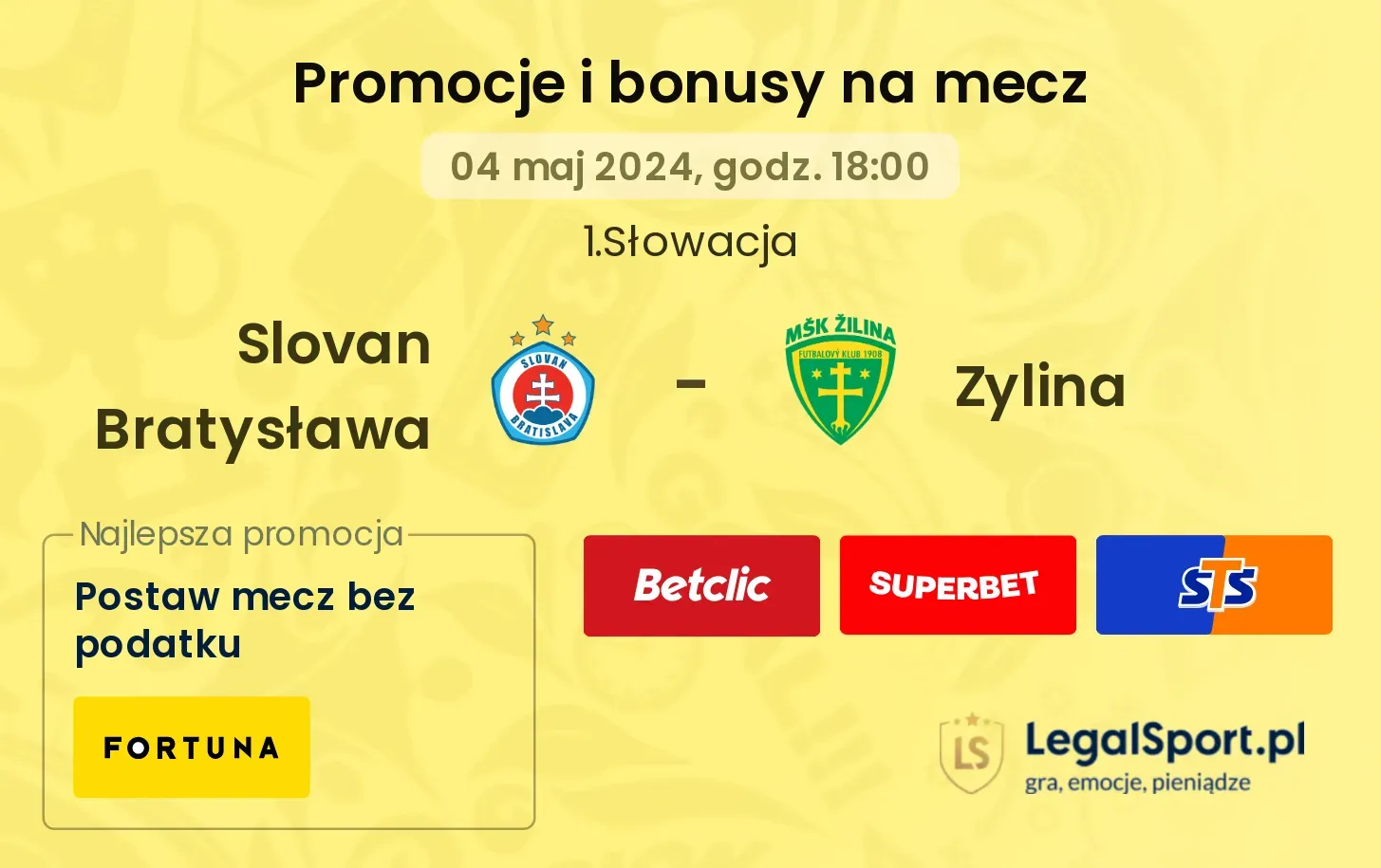 Slovan Bratysława - Zylina promocje bonusy na mecz