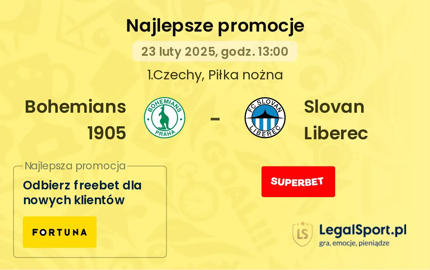 Bohemians 1905 - Slovan Liberec promocje bukmacherskie