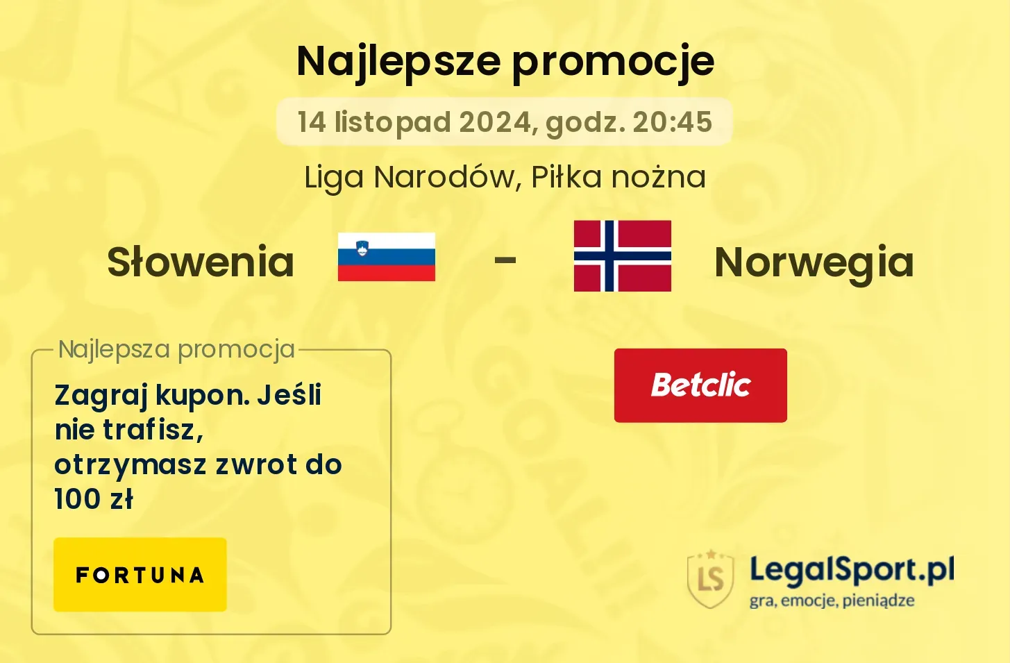 Słowenia - Norwegia promocje u bukmacherów 14.11, 20:45