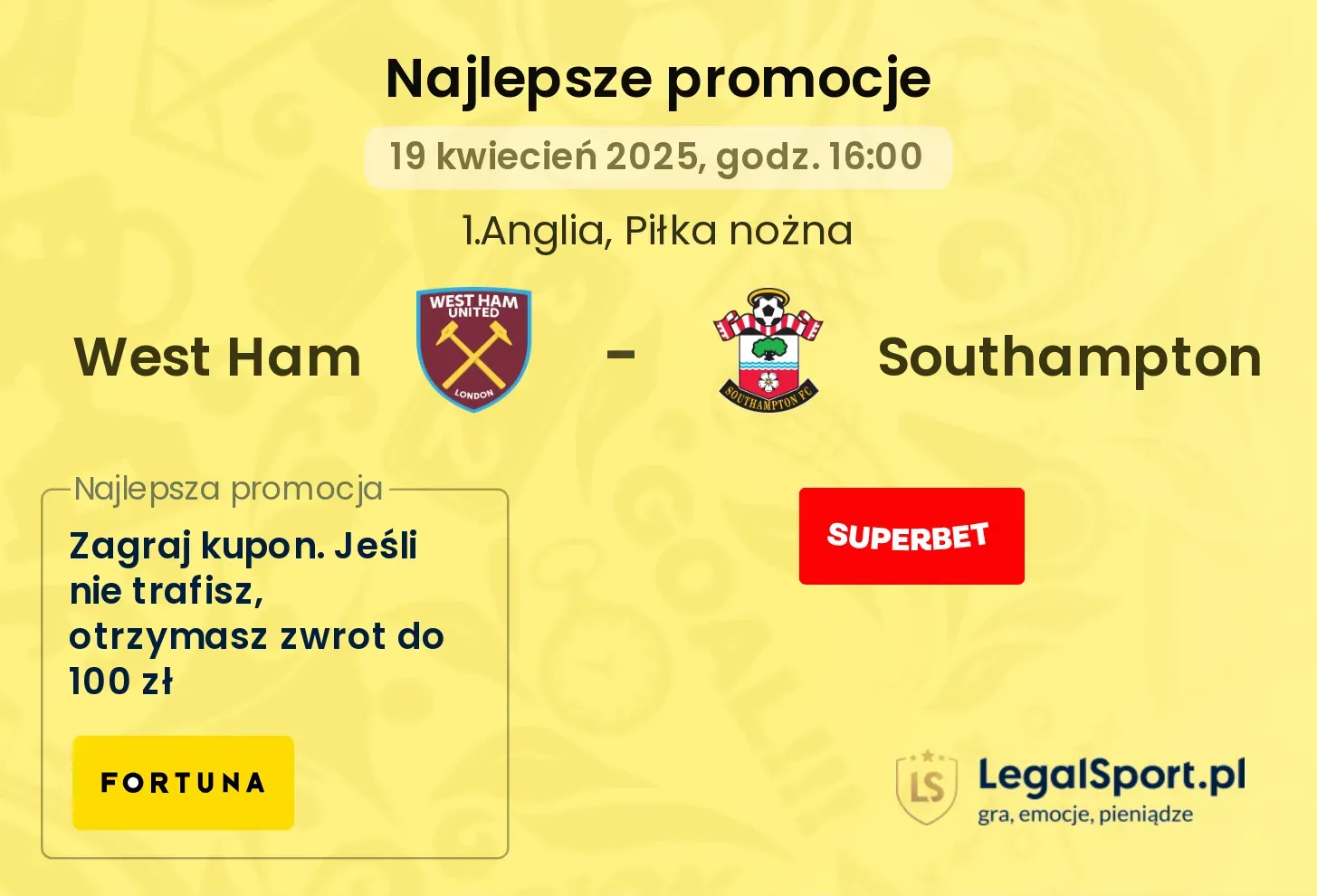 West Ham - Southampton promocje u bukmacherów