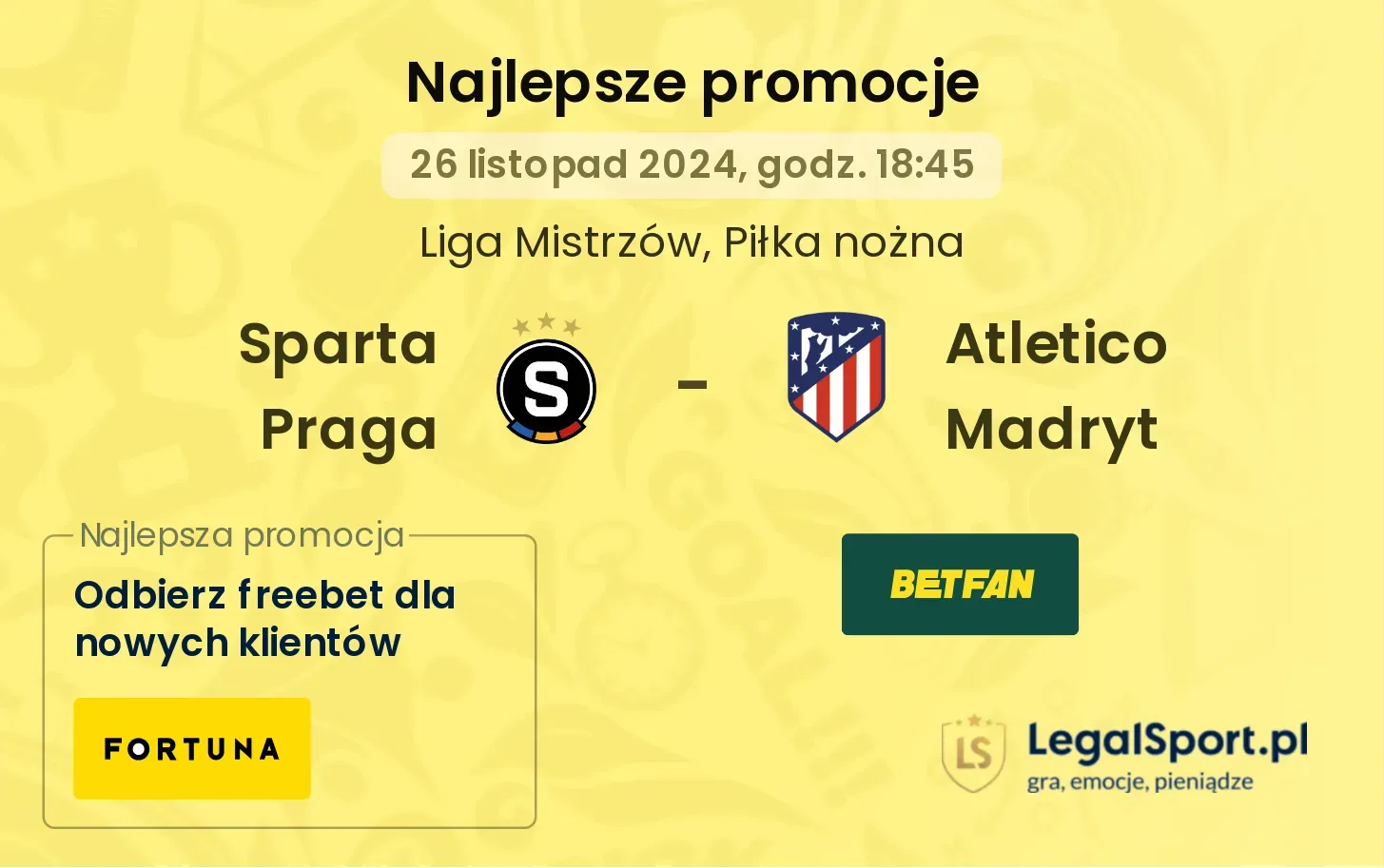 Sparta Praga - Atletico Madryt promocje u bukmacherów