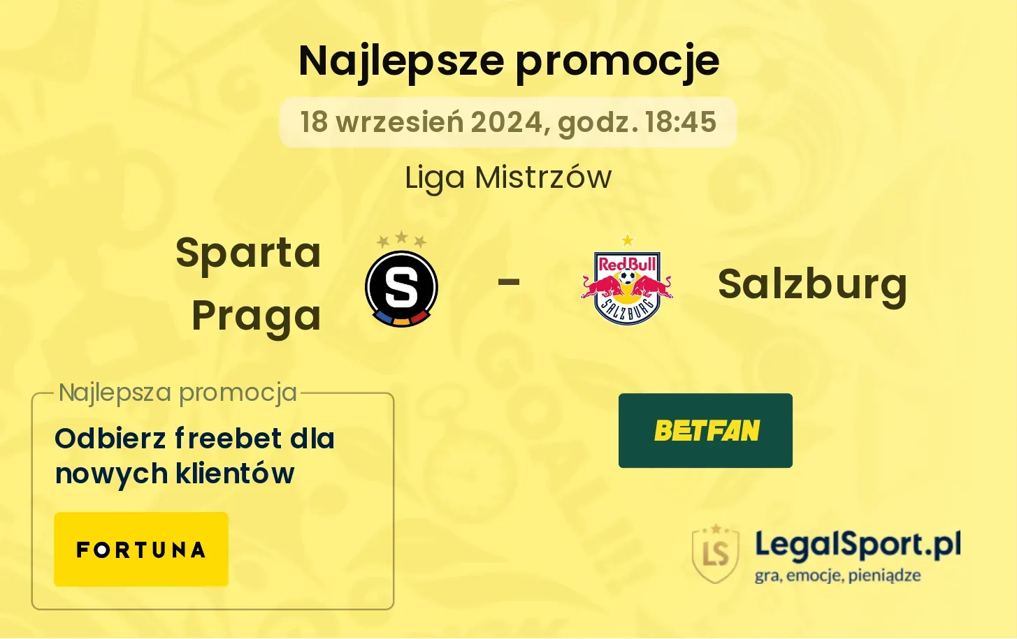Sparta Praga - Salzburg promocje u bukmacherów 18.09, 18:45