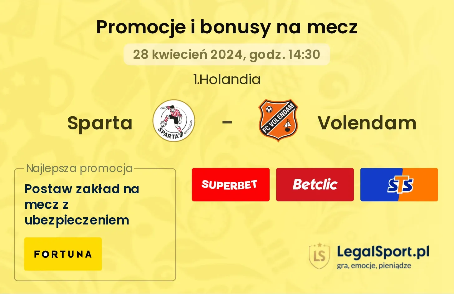 Sparta - Volendam promocje bonusy na mecz