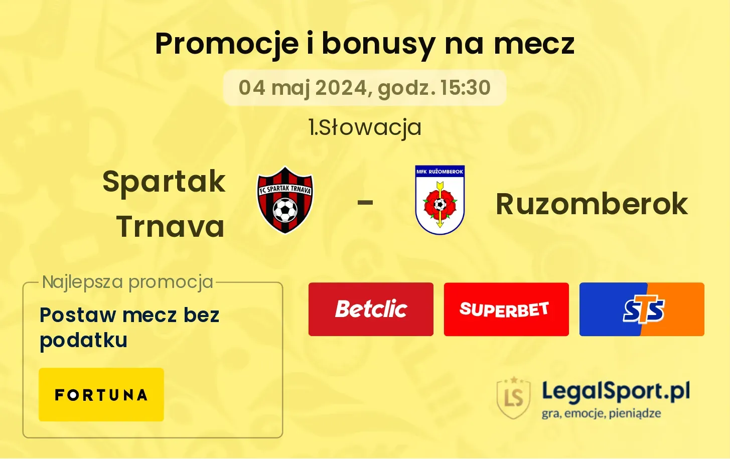 Spartak Trnava - Ruzomberok promocje bonusy na mecz