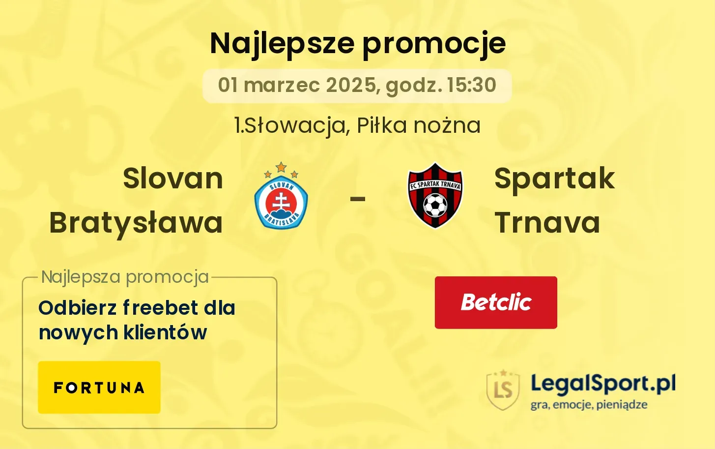 Slovan Bratysława - Spartak Trnava promocje u bukmacherów