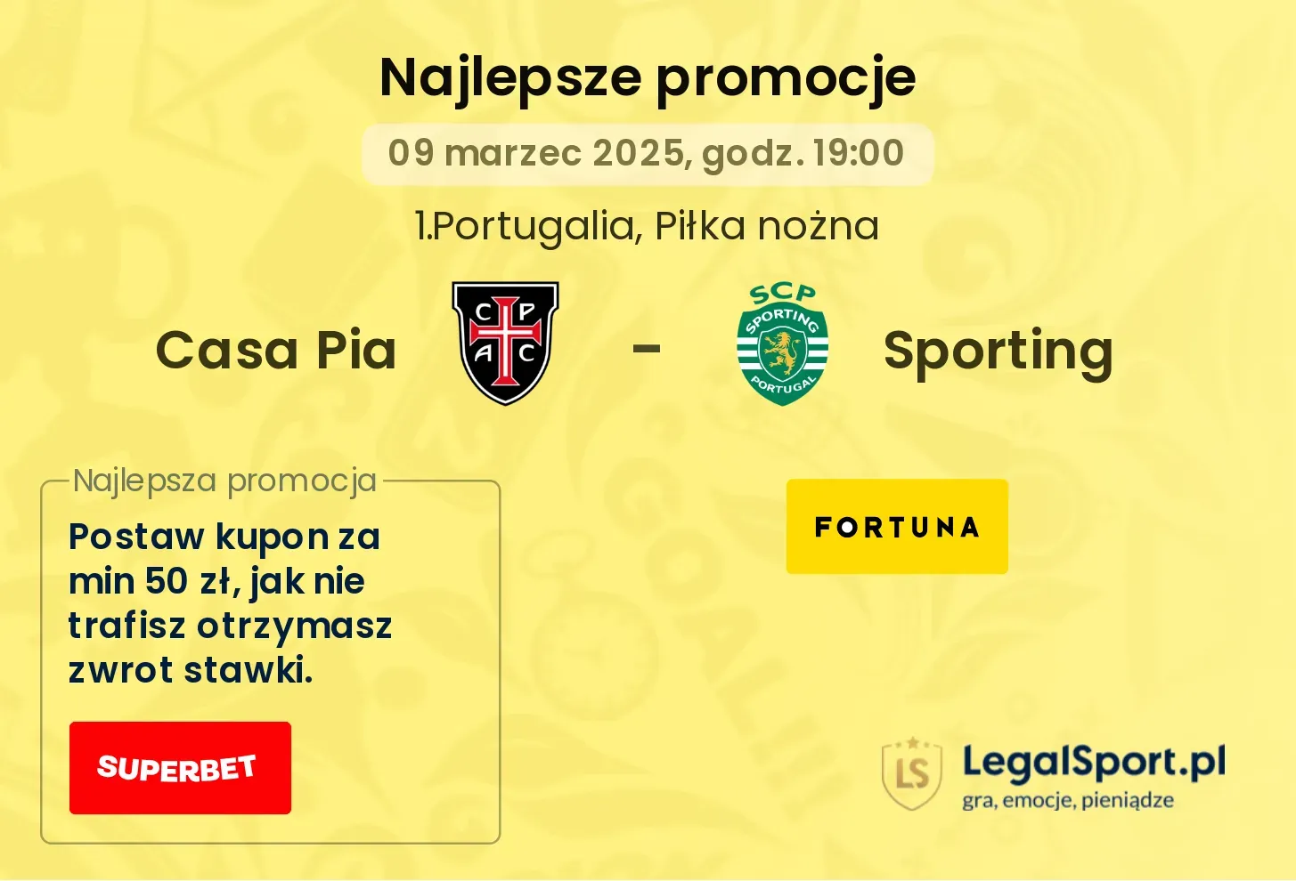 Casa Pia - Sporting promocje bukmacherskie