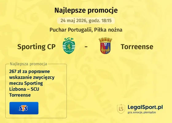 STS: 267 zł za wytypowanie zwycięzcy meczu Sporting Lizbona – SCU Torreense
