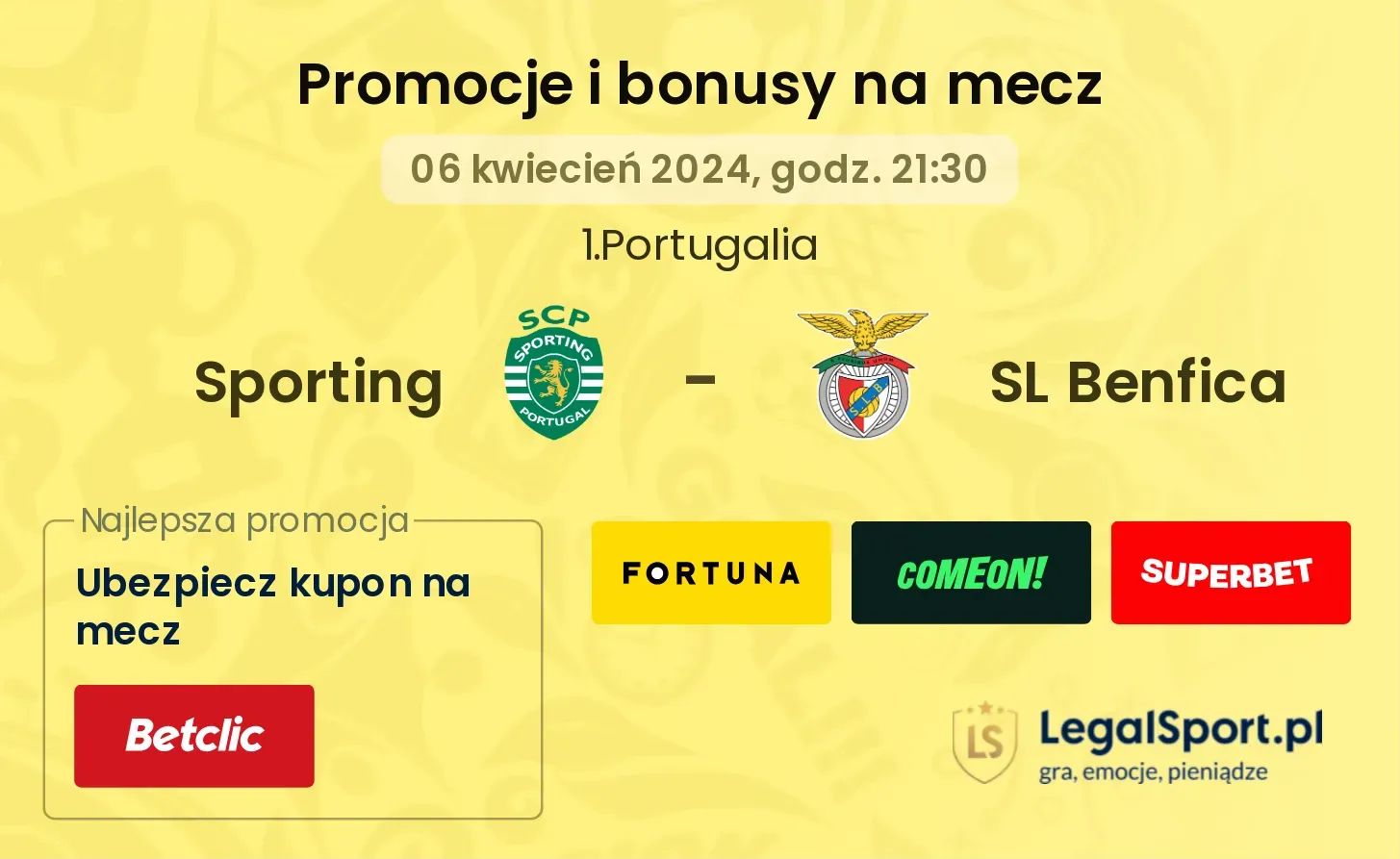 Sporting - SL Benfica promocje bonusy na mecz