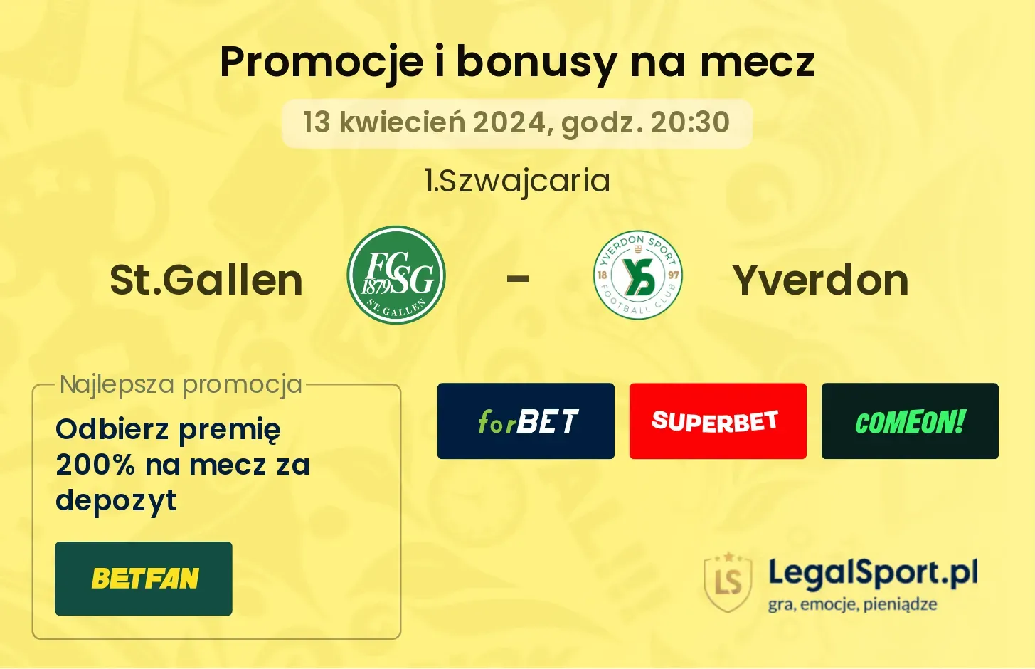 St.Gallen - Yverdon promocje bonusy na mecz