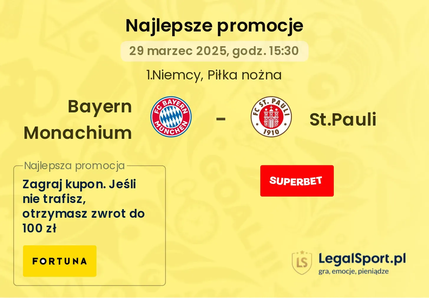 Bayern Monachium - St.Pauli promocje u bukmacherów