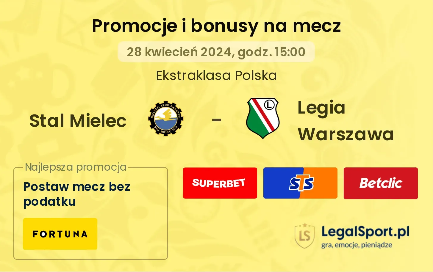 Stal Mielec - Legia Warszawa promocje bonusy na mecz