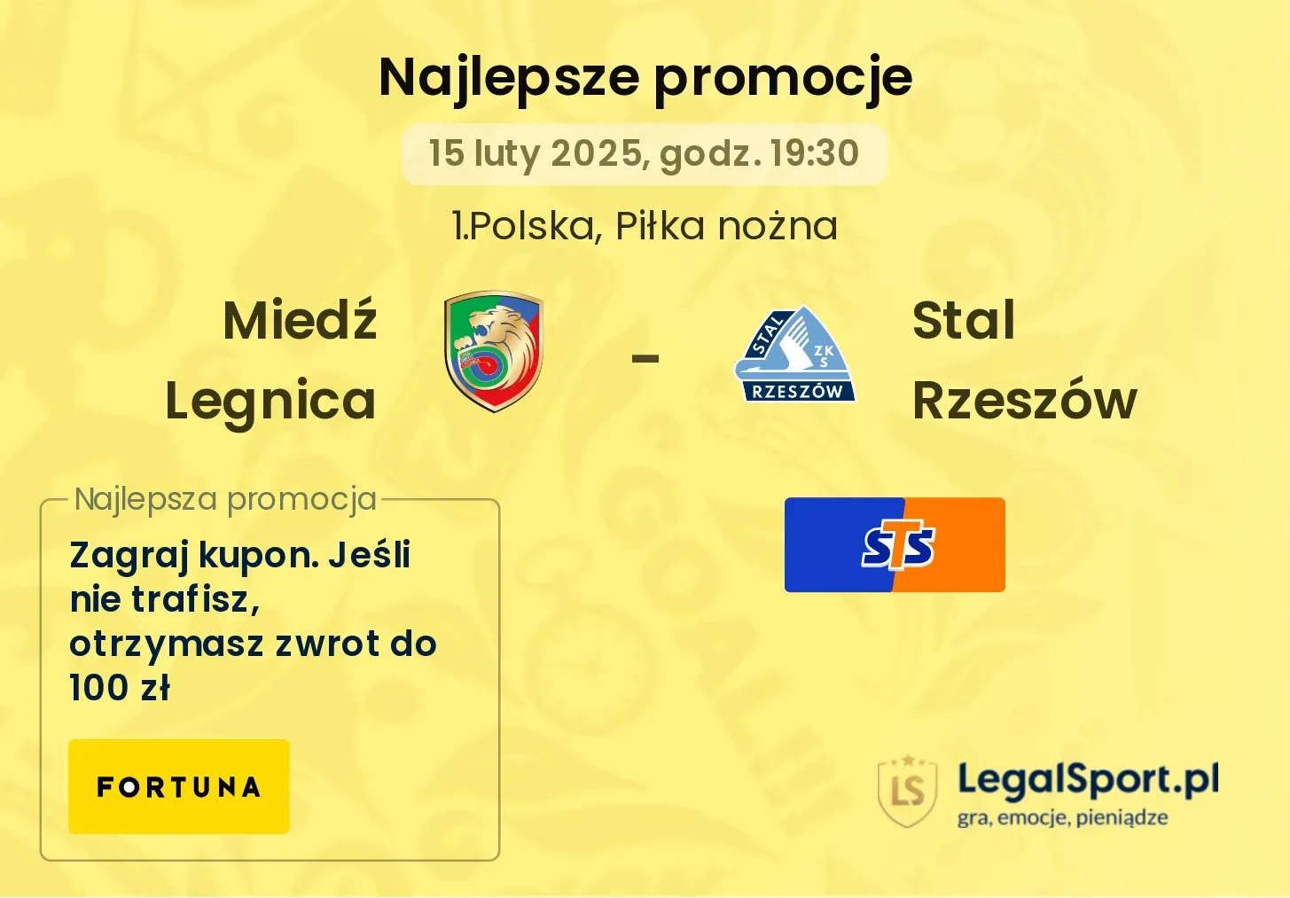 Miedź Legnica - Stal Rzeszów promocje u bukmacherów