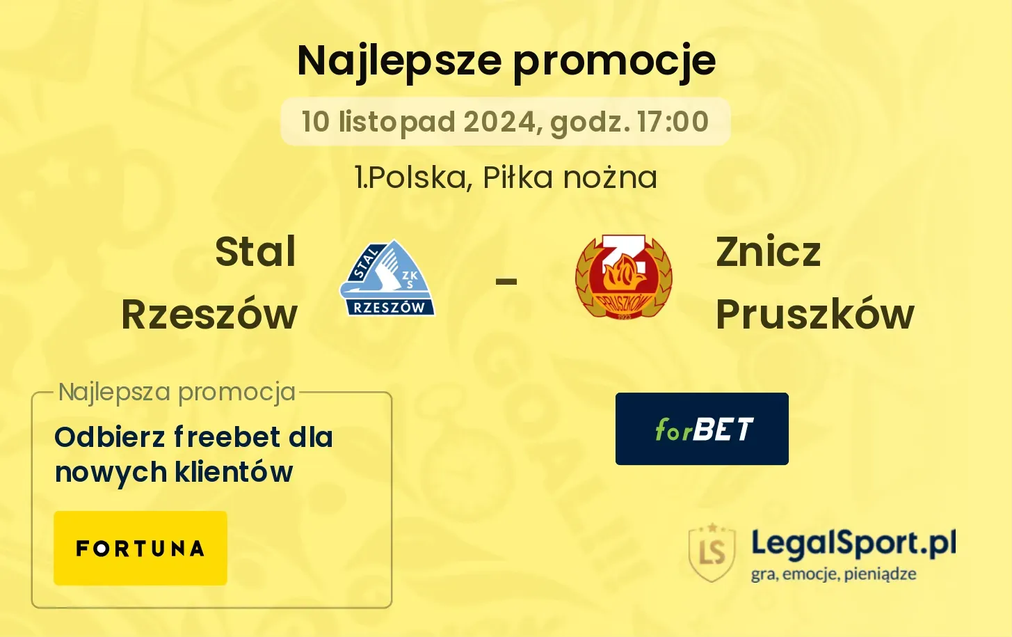 Stal Rzeszów - Znicz Pruszków promocje bukmacherskie 10.11, 17:00