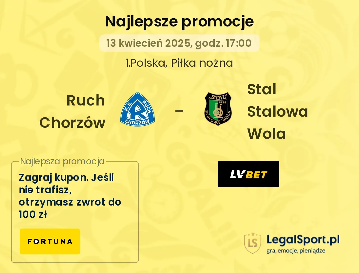 Ruch Chorzów - Stal Stalowa Wola promocje bukmacherskie