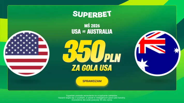 Superbet: Bonus 350 PLN za gola USA w meczu z Australią