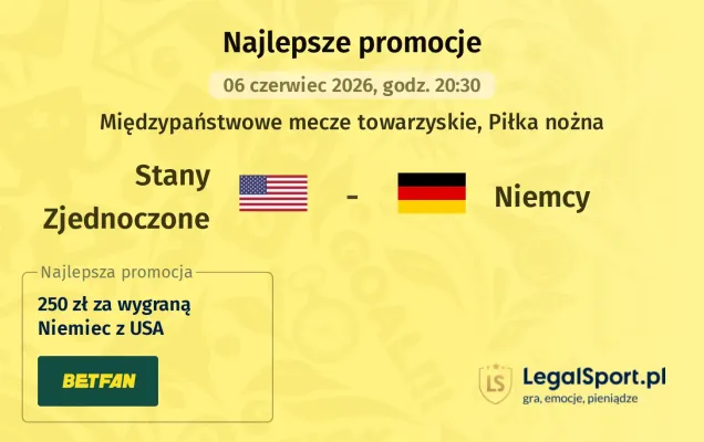 250 zł za wygraną Niemiec z USA w BETFAN