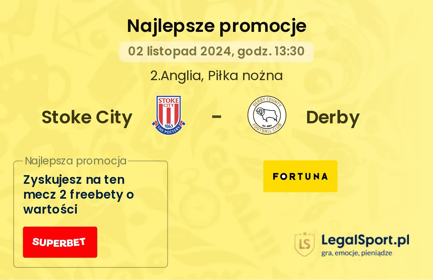 Stoke City - Derby promocje bukmacherskie 02.11, 13:30