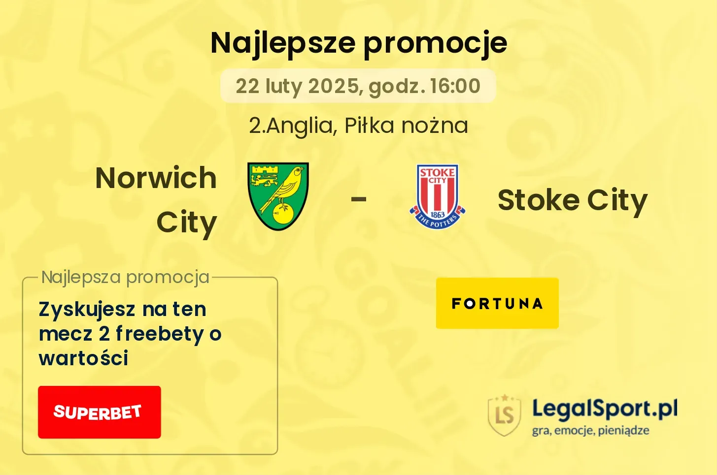 Norwich City - Stoke City promocje u bukmacherów