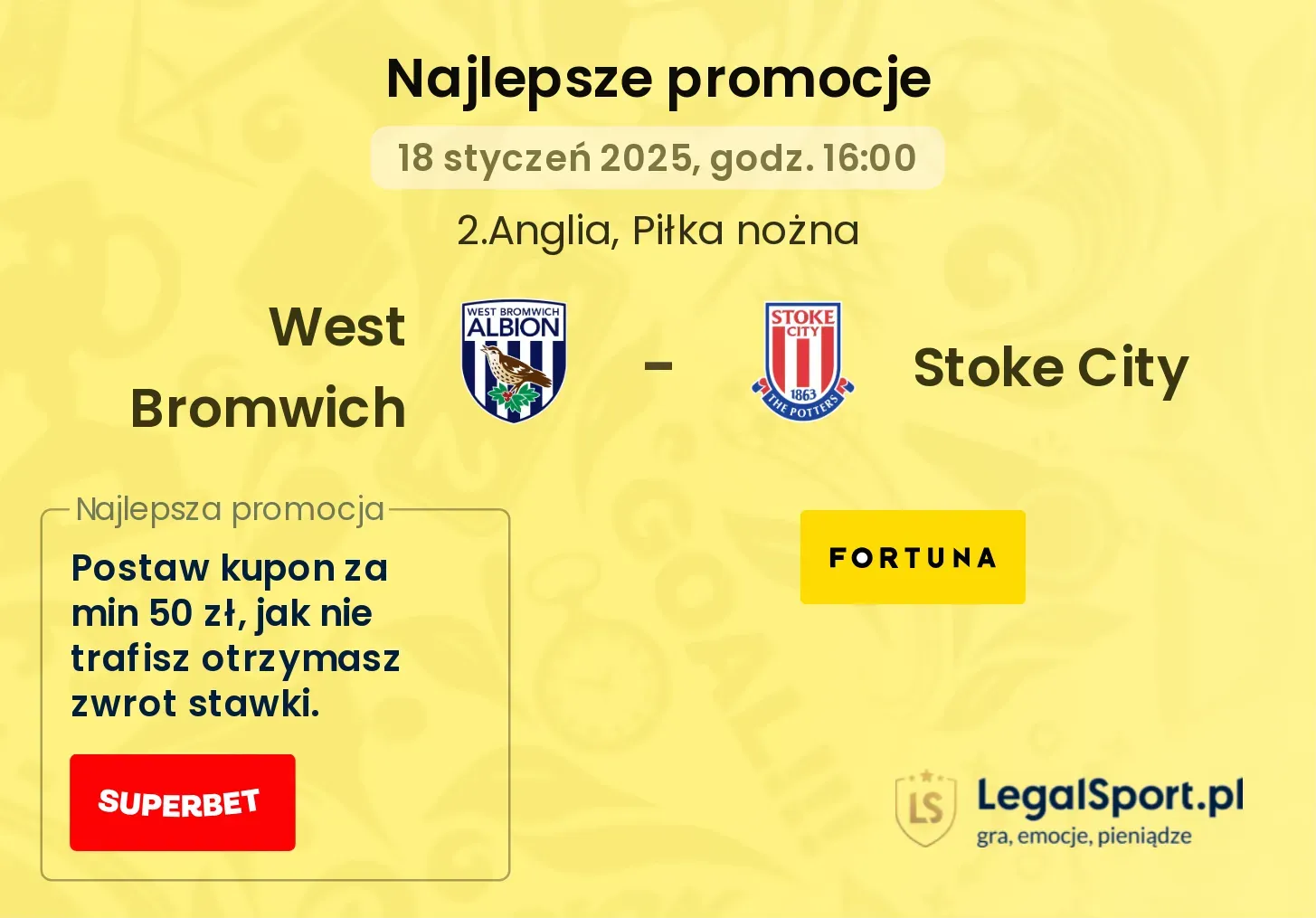 West Bromwich - Stoke City promocje bukmacherskie