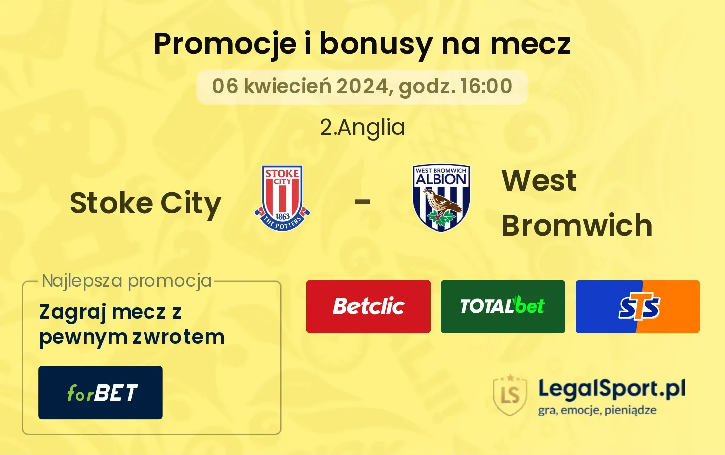 Stoke City - West Bromwich promocje bonusy na mecz