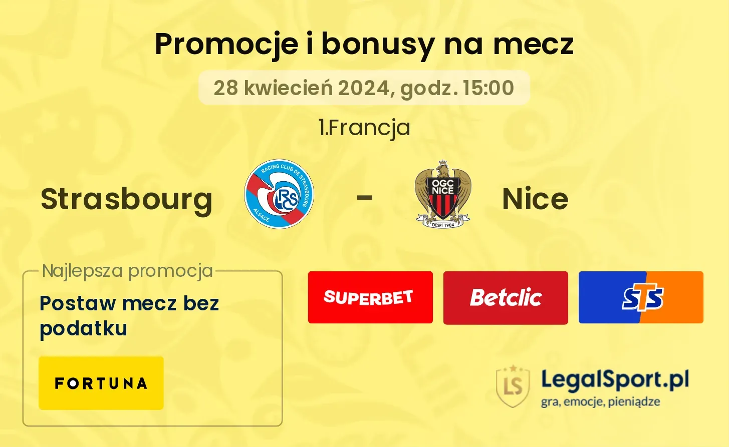 Strasbourg - Nice promocje bonusy na mecz