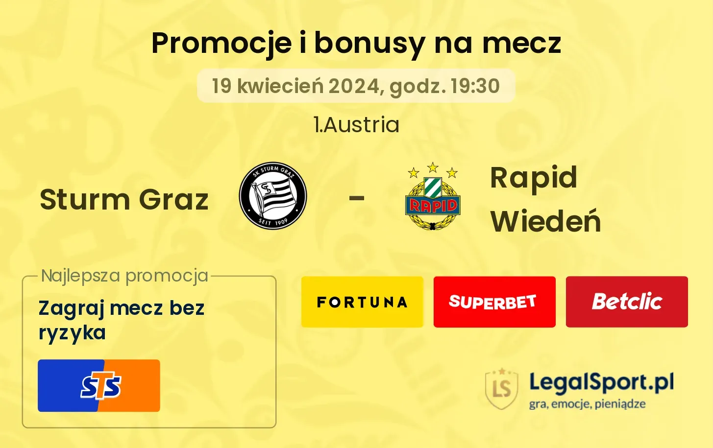 Sturm Graz - Rapid Wiedeń promocje bonusy na mecz